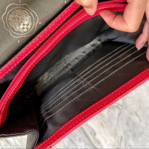 Vince Camuto "Geri" Leather Colorblock Crossbody Purse in Pink Black Grey - Picture 9 of 13